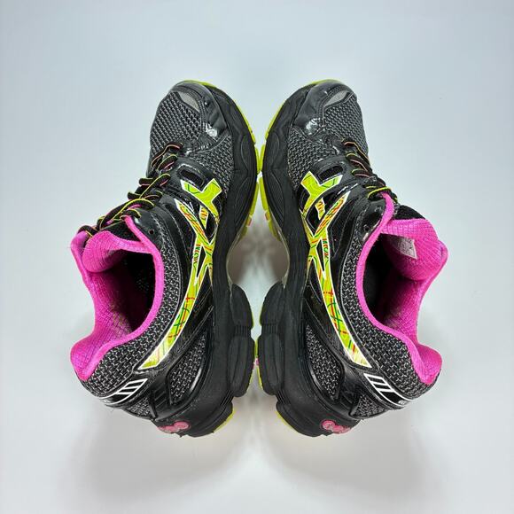 ASICS Gel Nimbus 14 Black Neon Green Trainers Running Shoes T291N Women's Size 9 - Picture 7 of 10